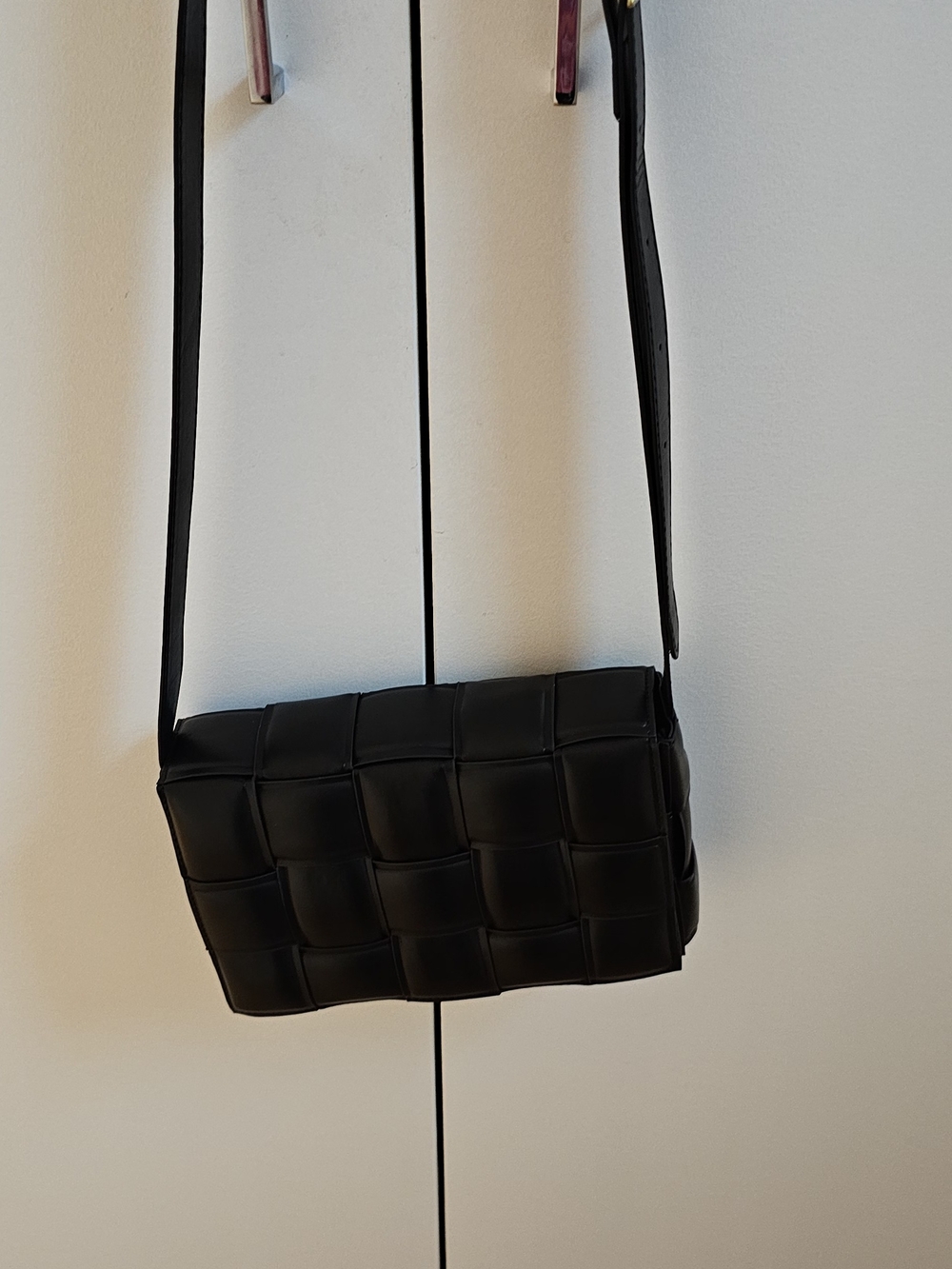 Black Woven Crossbody Bag - Minimalist Women’s Shoulder Bag